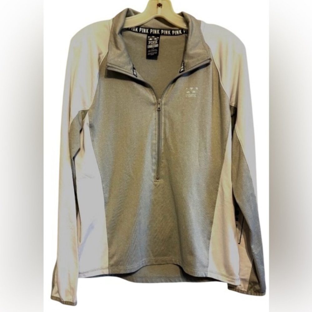 Pink Victoria’s Secret Ultimate Love Pink Gray & White Zip Chic Jacket Size Larg